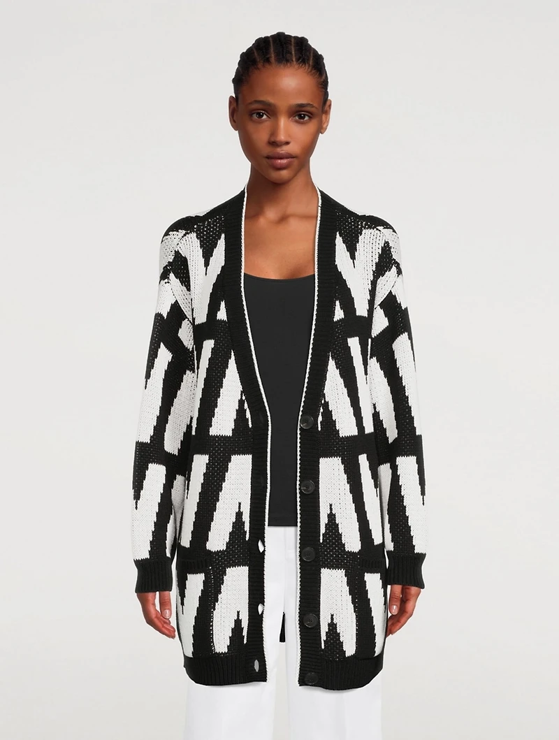 Cotton Oversized Cardigan V Print