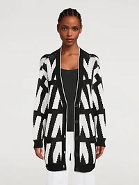 Cotton Oversized Cardigan V Print
