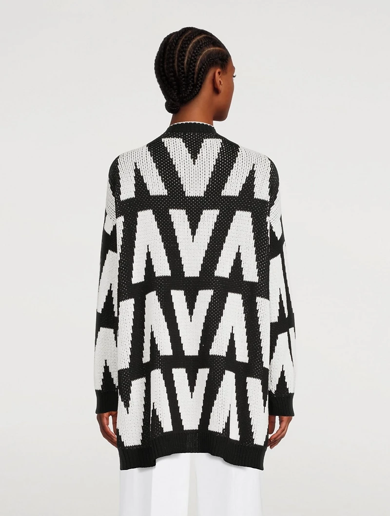 Cotton Oversized Cardigan V Print