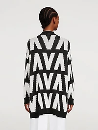 Cotton Oversized Cardigan V Print