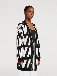 Cotton Oversized Cardigan V Print