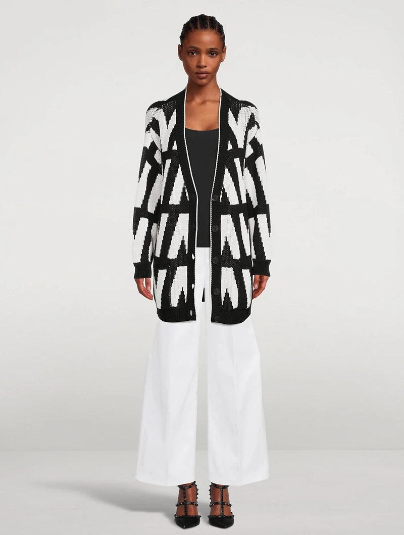 Cotton Oversized Cardigan V Print