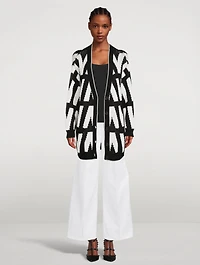Cotton Oversized Cardigan V Print