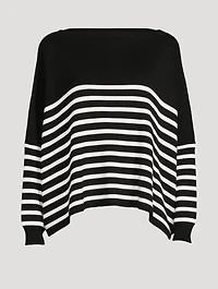 Cotton Boatneck Sweater Striped Print