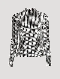 Jersey Long-Sleeve Top V Print