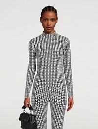 Jersey Long-Sleeve Top V Print