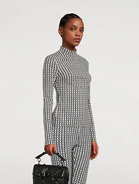 Jersey Long-Sleeve Top V Print