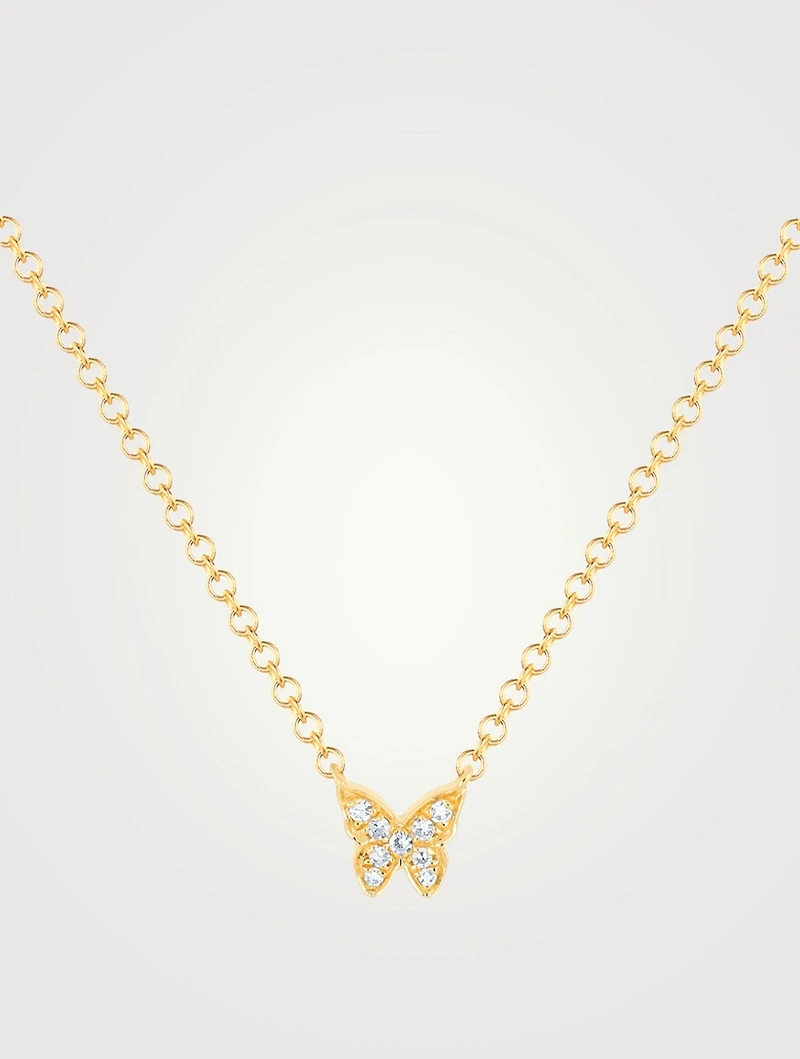 Baby 14K Gold Butterfly Necklace With Diamonds