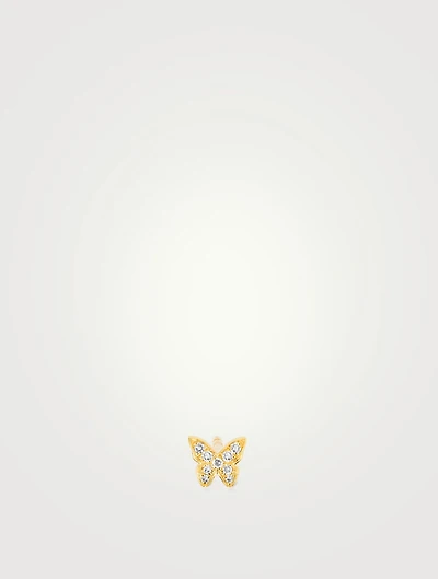Baby 14K Gold Butterfly Stud Earring With Diamonds