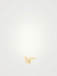Baby 14K Gold Butterfly Stud Earring With Diamonds