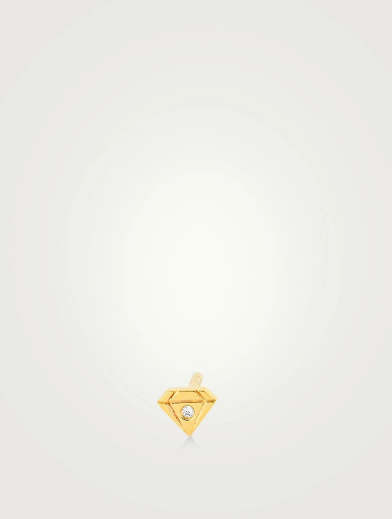 Baby 14K Gold Gem Stud Earring With Diamond