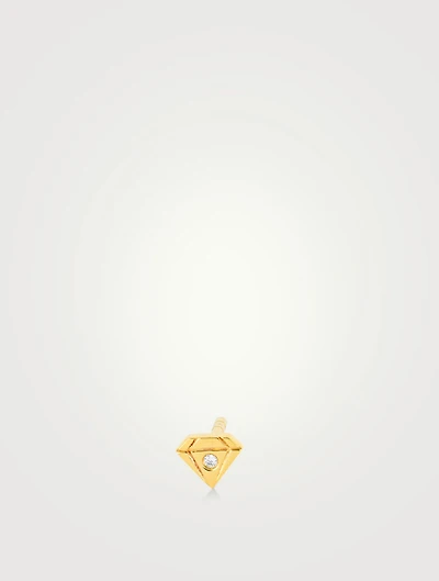 Baby 14K Gold Gem Stud Earring With Diamond