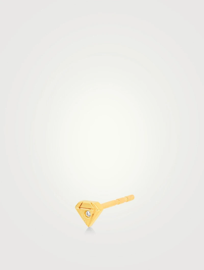 Baby 14K Gold Gem Stud Earring With Diamond