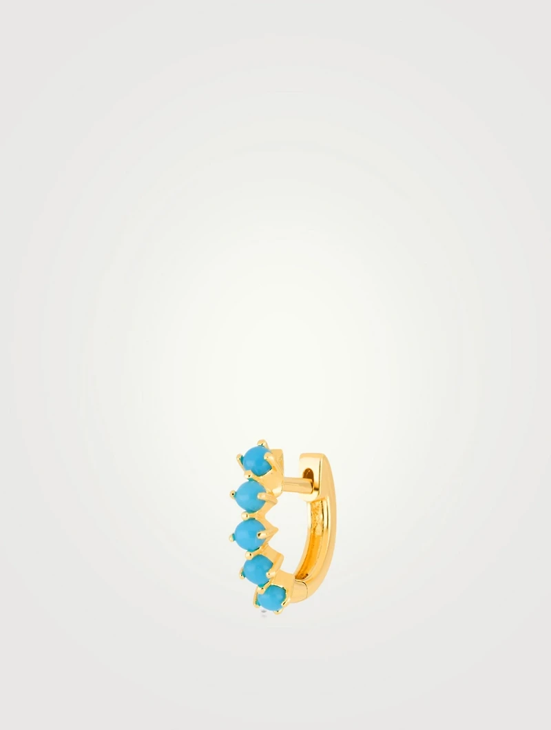 Mini 14K Gold Sloane Huggie Hoop Earring With Turquoise