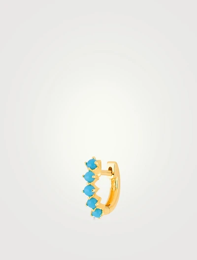 Mini 14K Gold Sloane Huggie Hoop Earring With Turquoise