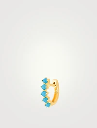 Mini 14K Gold Sloane Huggie Hoop Earring With Turquoise