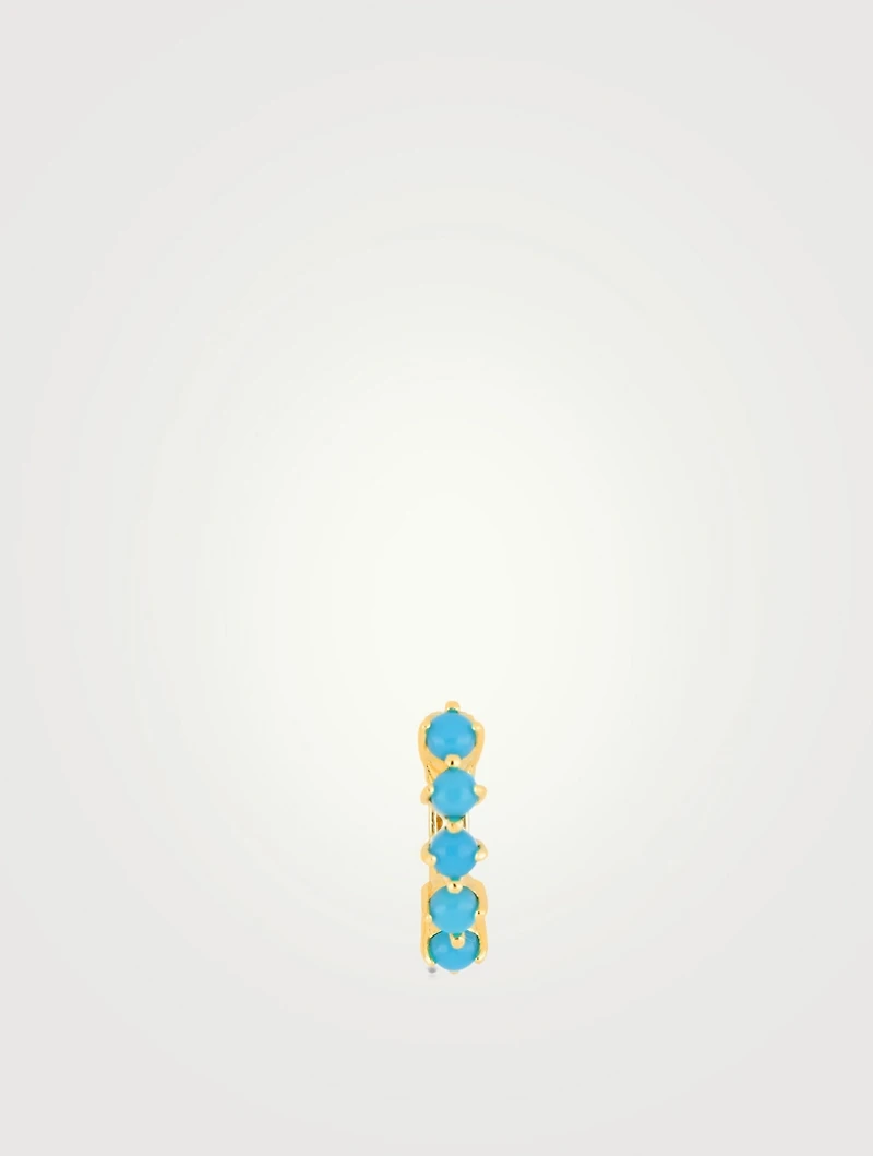 Mini 14K Gold Sloane Huggie Hoop Earring With Turquoise