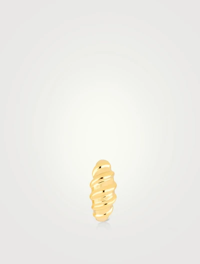 Jumbo 14K Gold Twist Huggie Hoop Earring