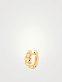 Jumbo 14 Gold Twist Huggie Hoop Earring With Diamonds