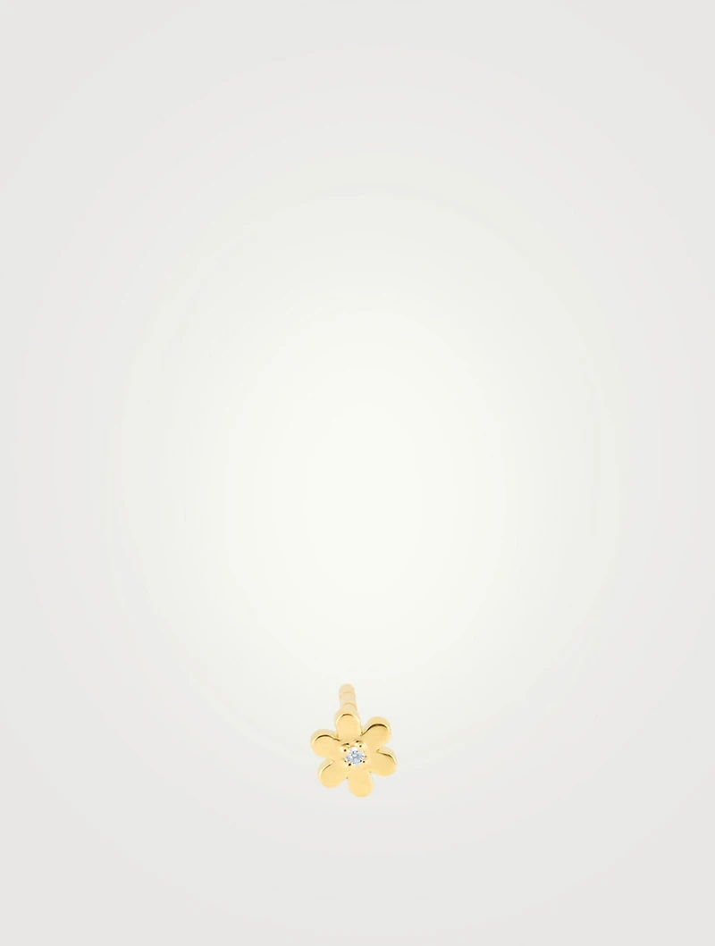 Baby 14K Daisy Stud Earring With Diamond