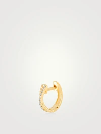 14K Gold Interlocking Twist Huggie Hoop Earring With Diamonds