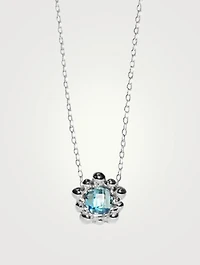 Micro Dew Drop Silver Solitaire Necklace With Topaz