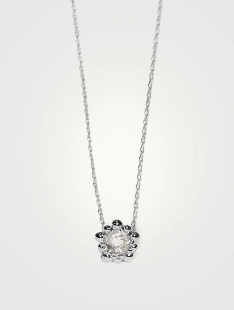 Micro Dew Drop Silver Solitaire Necklace With White Topaz