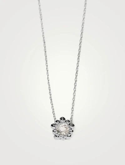 Micro Dew Drop Silver Solitaire Necklace With White Topaz