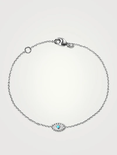 Dew Drop Silver Evil Eye Bracelet With Turquoise