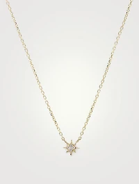 Micro Aztec 14K Gold North Star Necklace With Diamonds