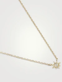 Micro Aztec 14K Gold North Star Necklace With Diamonds