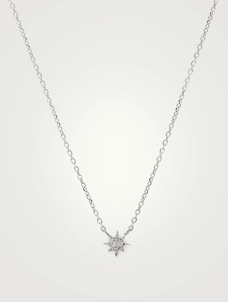 Micro Aztec Silver North Star Necklace With White Sapphire