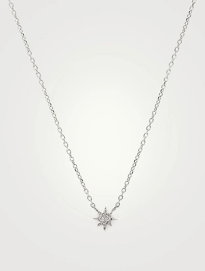 Micro Aztec Silver North Star Necklace With White Sapphire