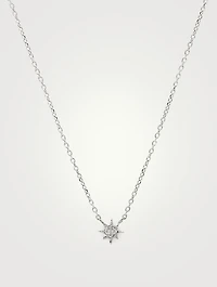 Micro Aztec Silver North Star Necklace With White Sapphire