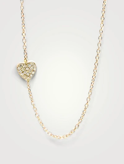 Love Letter 14K Gold Heart Necklace With Diamonds