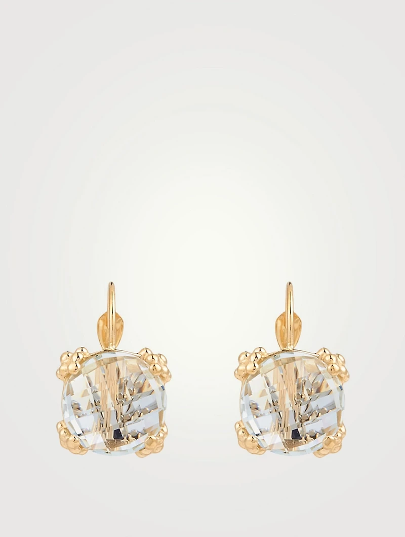 Dew Drop 14K Gold Cluster Earrings With Topaz