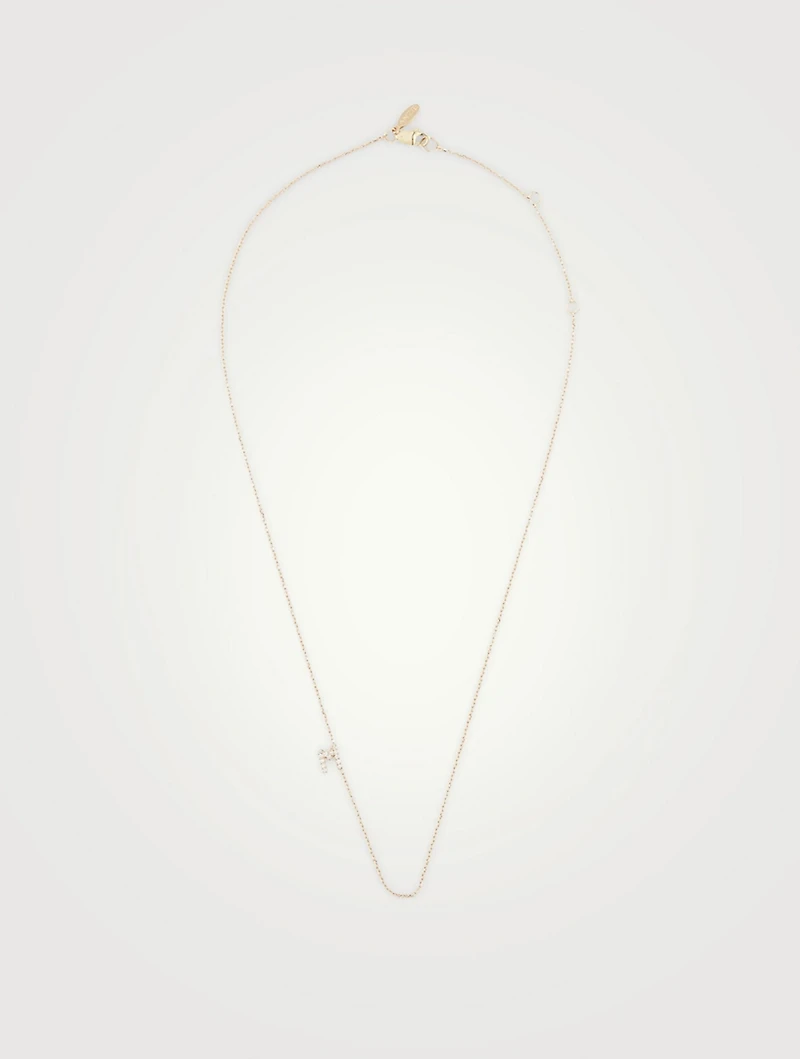 Love Letter 14K Gold M Necklace With Diamonds