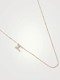 Love Letter 14K Gold M Necklace With Diamonds