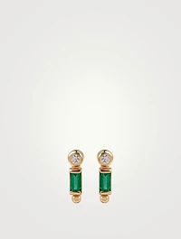 Cléo 1K Gold Baguette Stud Earrings With Emeralds And Diamonds