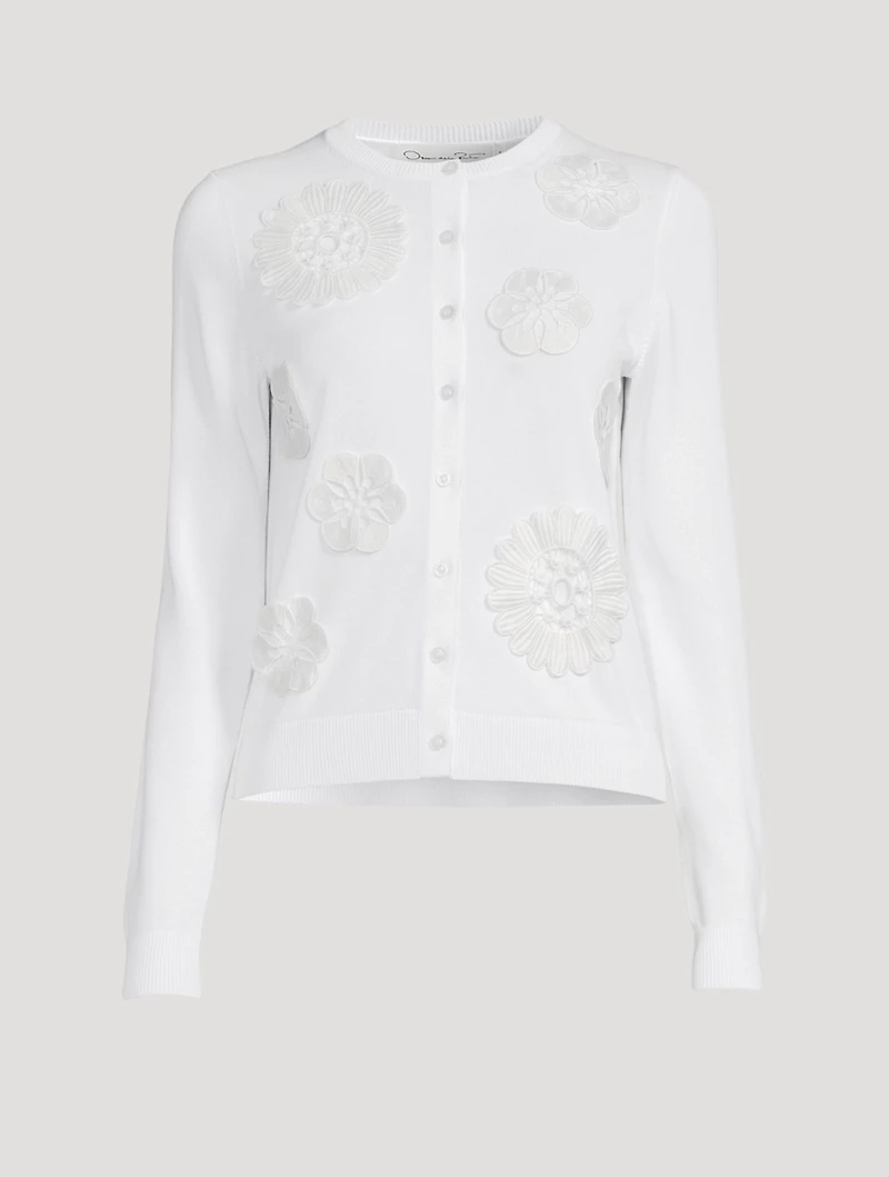 Cotton-Blend Embroidered Cardigan