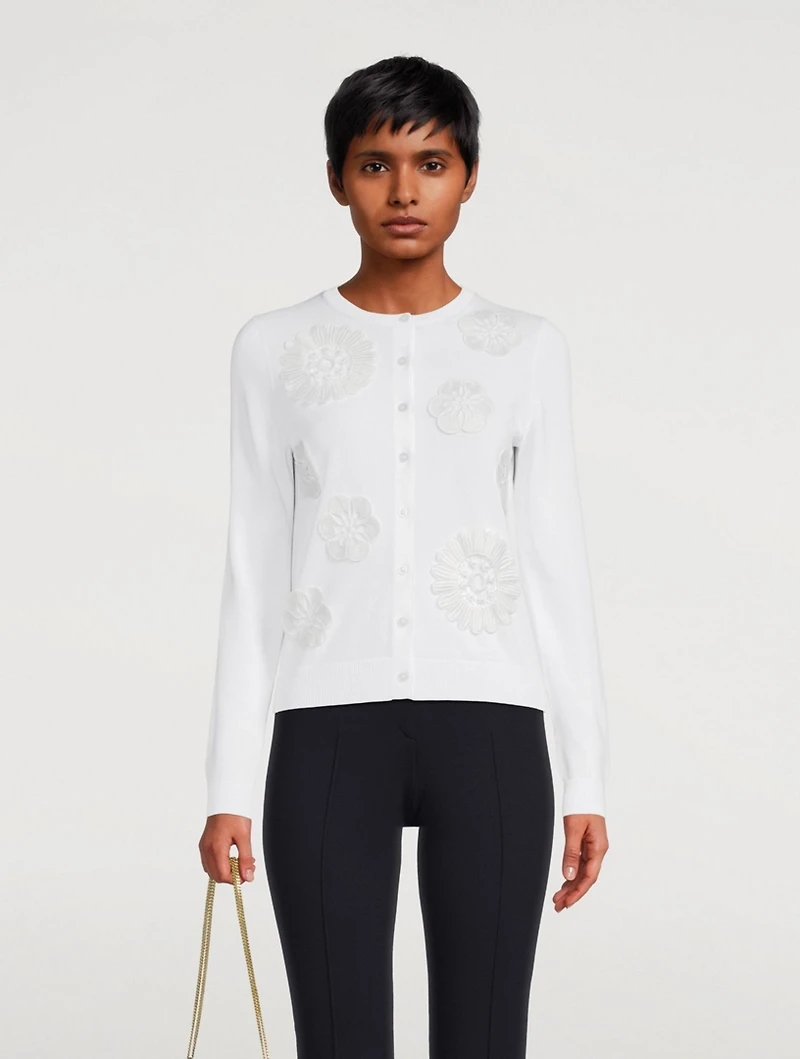 Cotton-Blend Embroidered Cardigan