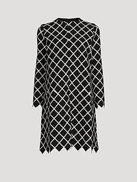 Roundneck Coat Windowpane Print