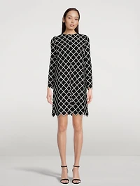 Roundneck Coat Windowpane Print