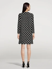 Roundneck Coat Windowpane Print