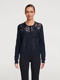 Wool Lace Embroidered Cardigan