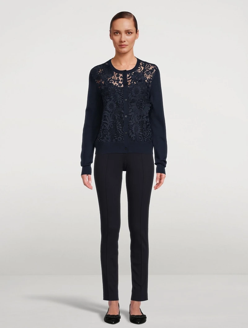 Wool Lace Embroidered Cardigan
