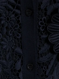 Wool Lace Embroidered Cardigan