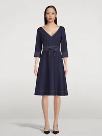 Wool-Blend V-Neck A-Line Dress