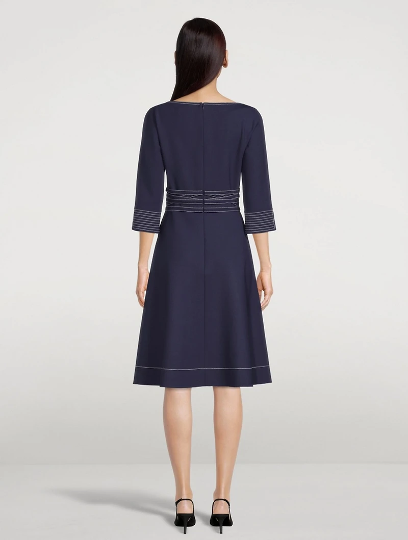 Wool-Blend V-Neck A-Line Dress