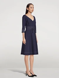Wool-Blend V-Neck A-Line Dress